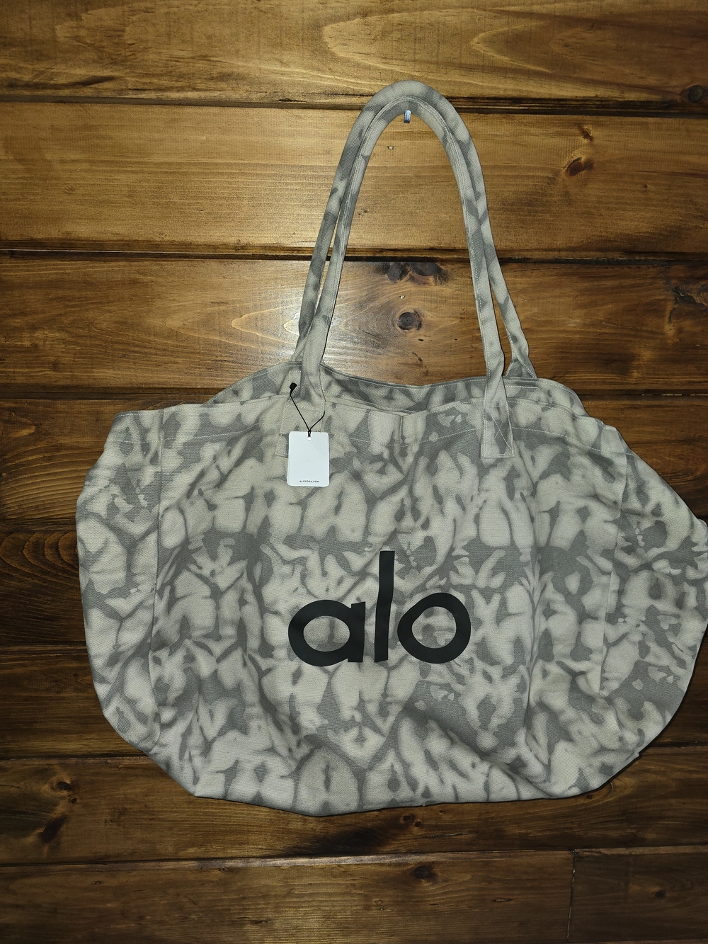 ALO Yoga Gray Tie-Dye Canvas Tote